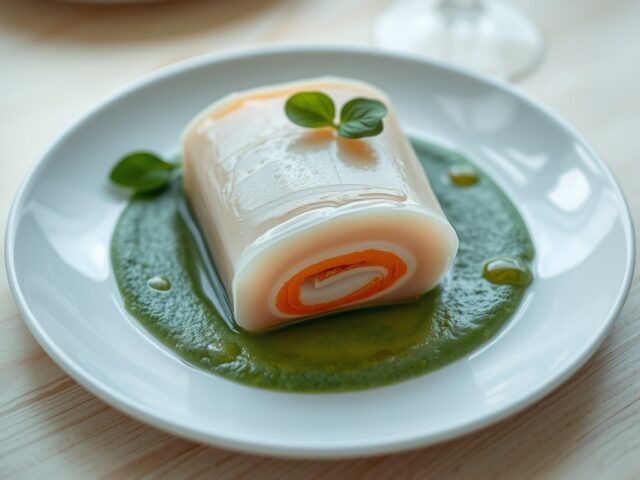 Palingterrine met kruidendressing op een bedje van