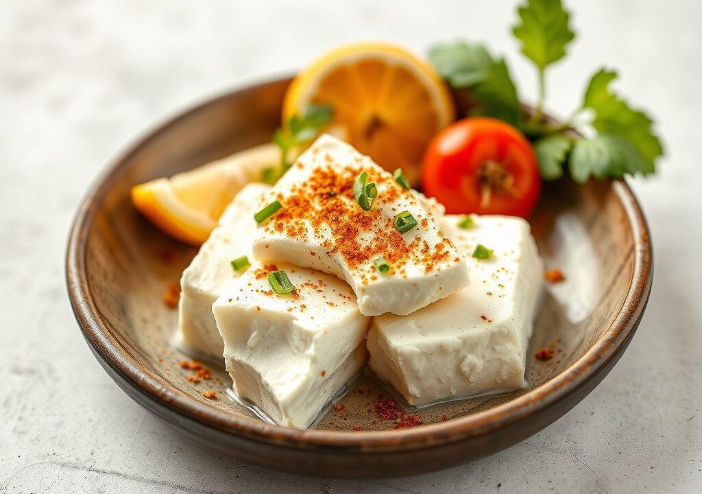 Paneer (doe het zelf Indiase kaas), AI-gegenereerde illustratie