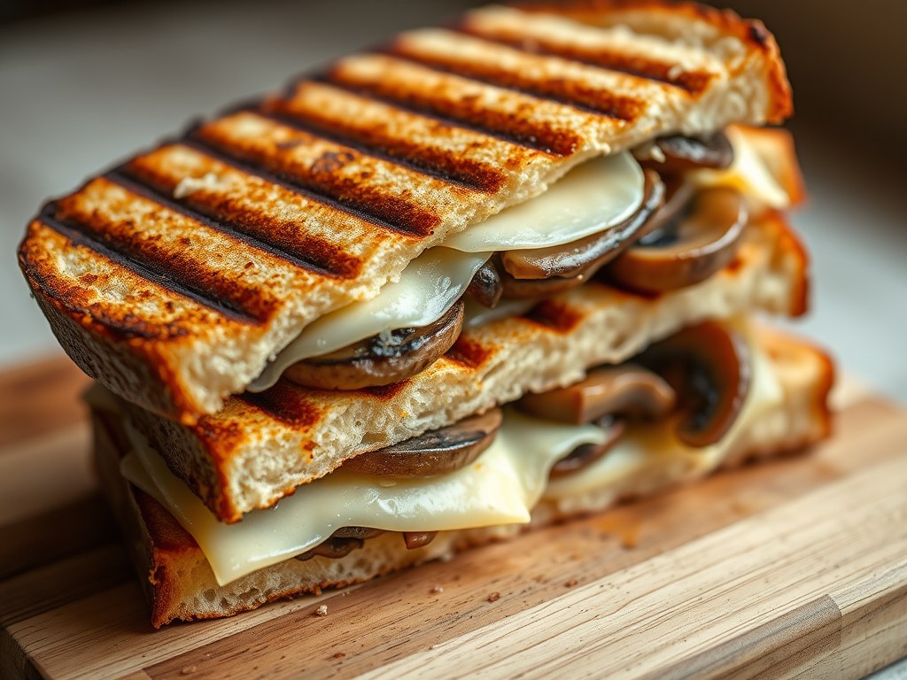 Panini met champignons en manchegokaas, AI-gegenereerde illustratie