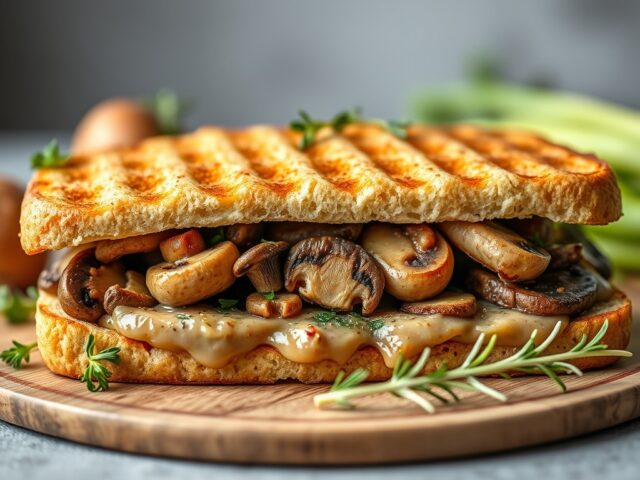 Panini met champignons en manchegokaas — AI-gegenereerde illustratie
