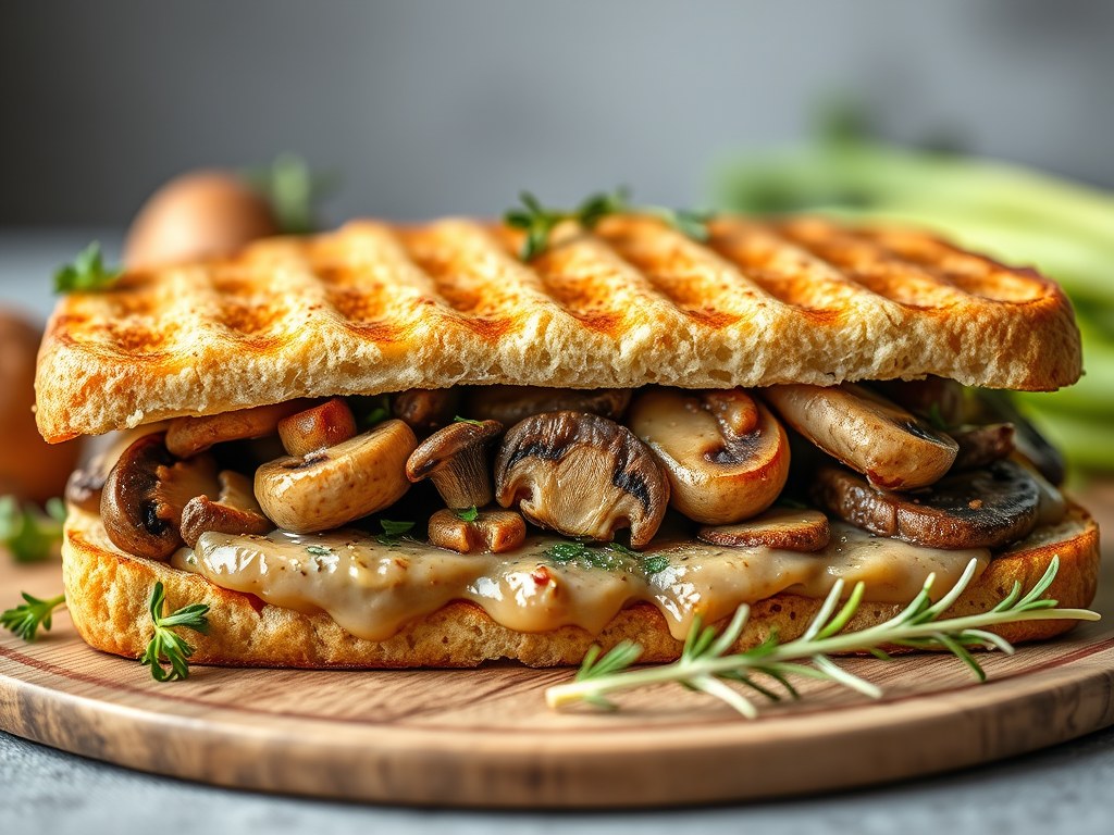 Panini met champignons en manchegokaas, AI-gegenereerde illustratie