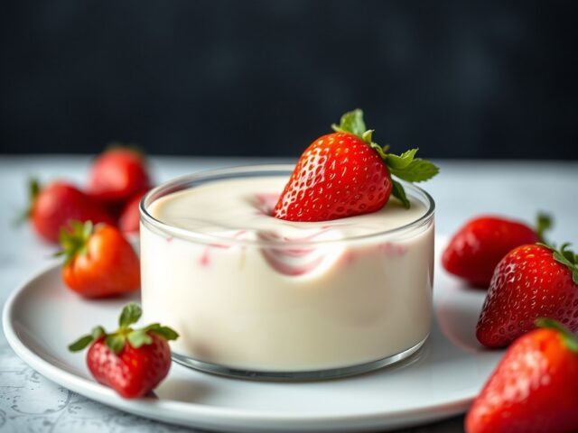 Panna cotta met aardbeien
