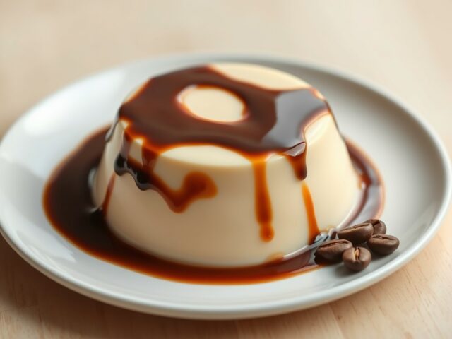 Panna cotta met koffie en chocoladesaus