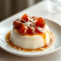 Panna cotta met kokosmelk en gekarameliseerde lych