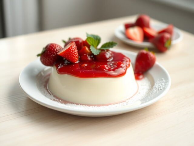 Panna cotta met rabarber