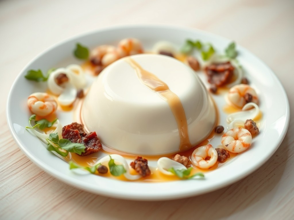 Panna cotta van grondwitloof, AI-gegenereerde illustratie