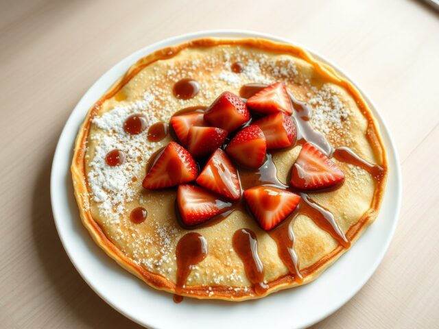 Pannenkoek met aardbeien