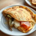Pannenkoeken gevuld met witlof, ham en kaas