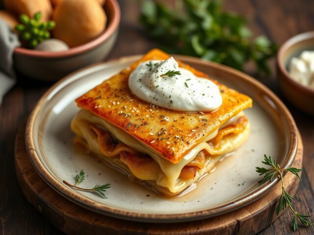 Pannenkoeken met boerenjongens en crème fraîche — AI-gegenereerde illustratie