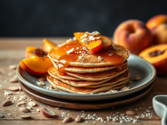 Pannenkoeken met perzik en amandel