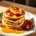 Pannenkoekjes gevuld met camembert en appelstroop
