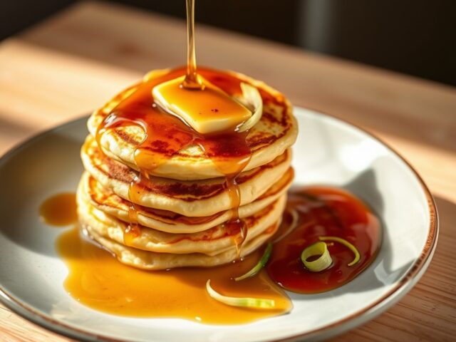 Pannenkoekjes gevuld met camembert en appelstroop
