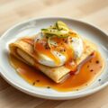 Pannenkoekjes gevuld met camembert en appelstroop