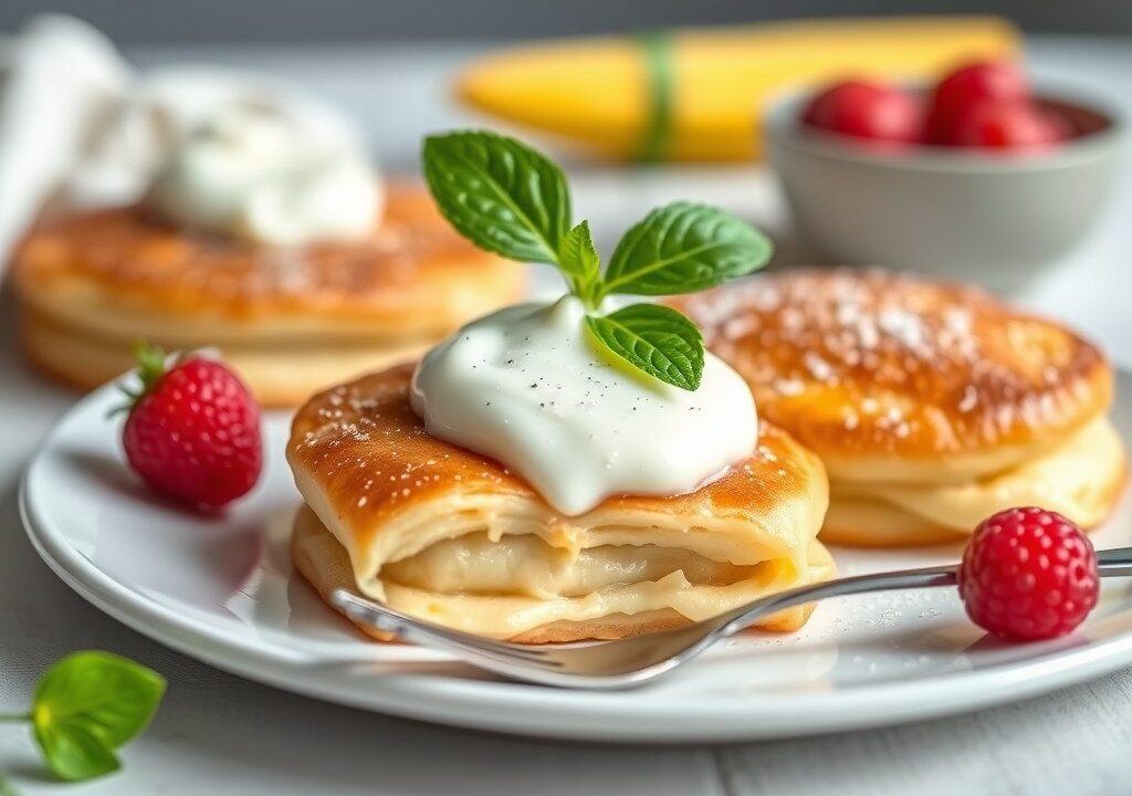 pannenkoekjes met room., AI-gegenereerde illustratie