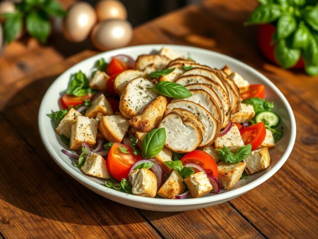 Panzanella met geroosterde kip