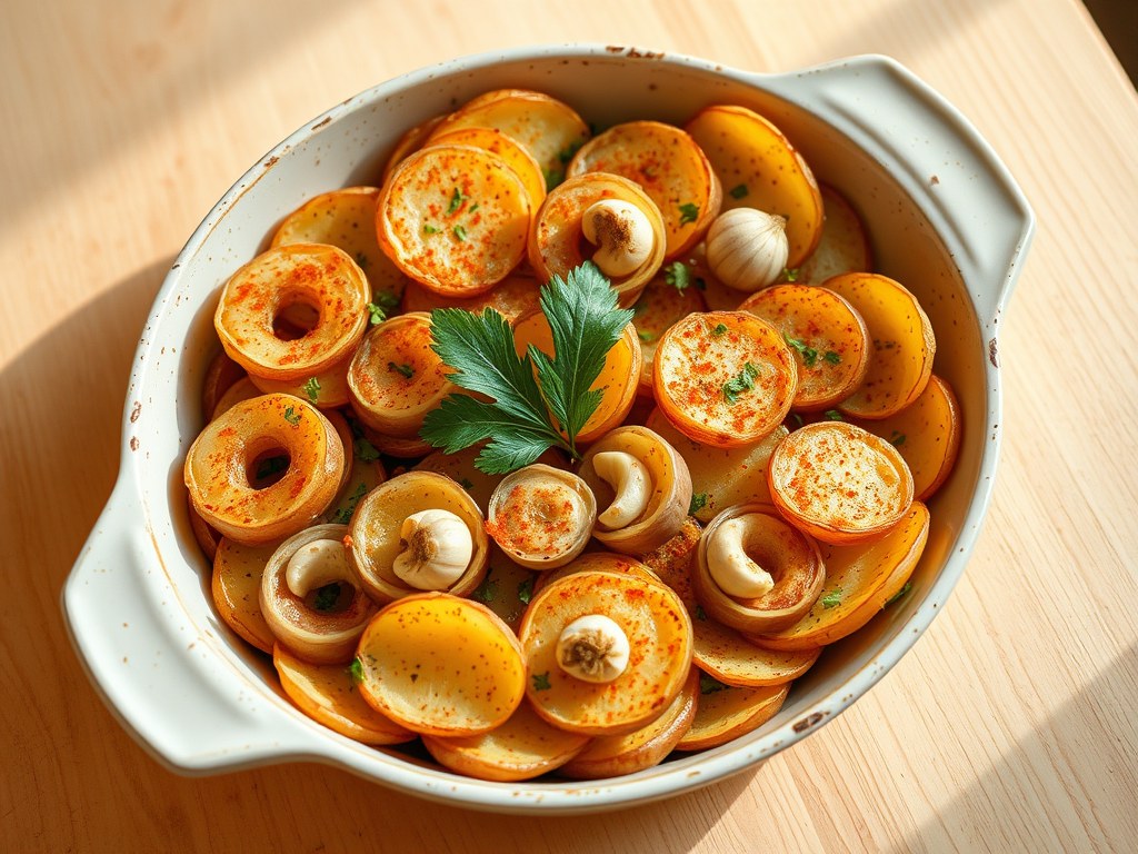 Papas panaderas (aardappels uit de oven), AI-gegenereerde illustratie