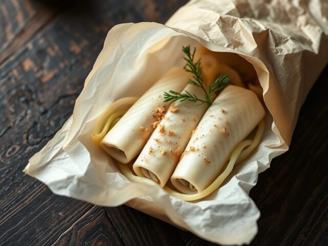 Papillotje van tongscharrolletjes, venkel en sjalotjes