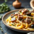 Pappardelle met wild konijn, olijven en marjolein