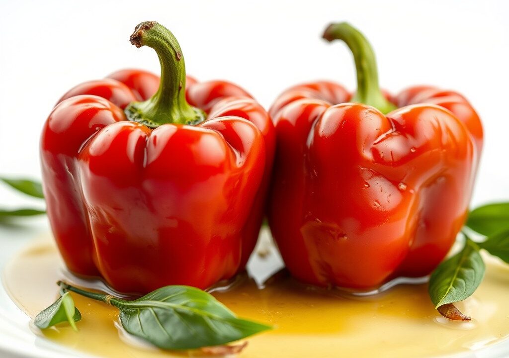 Paprika in olijfolie, AI-gegenereerde illustratie
