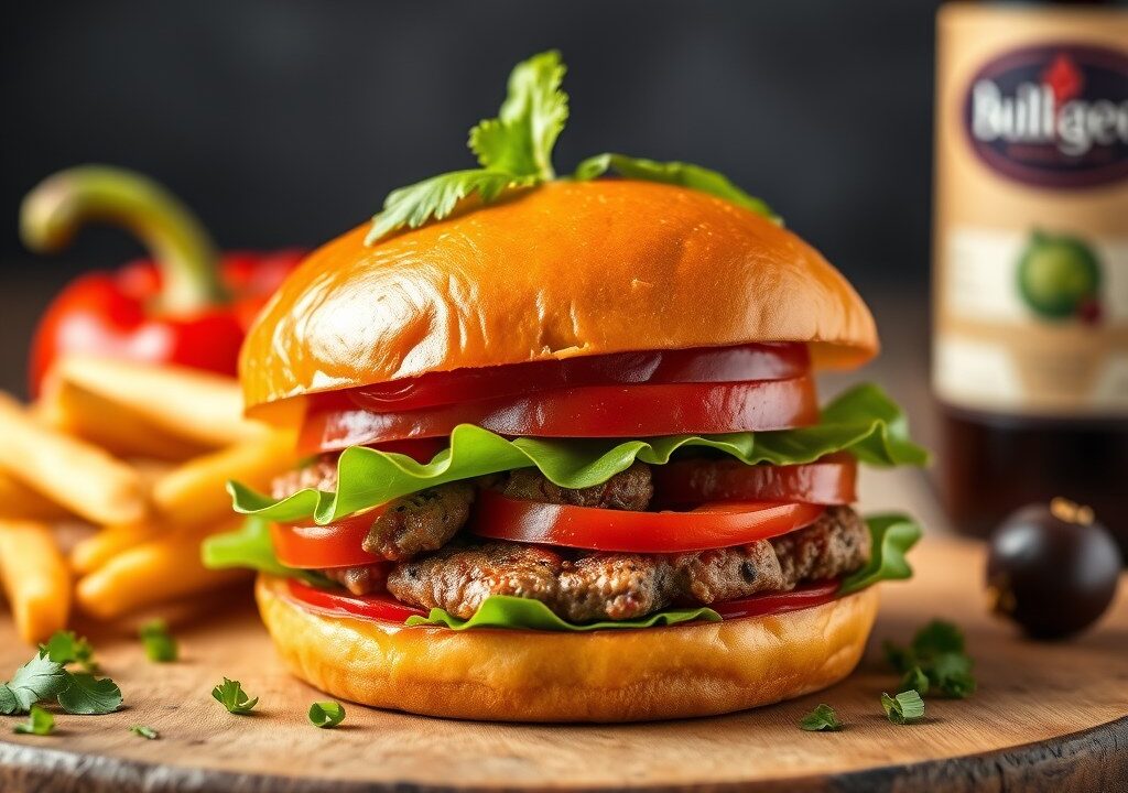 Paprikaburger, AI-gegenereerde illustratie