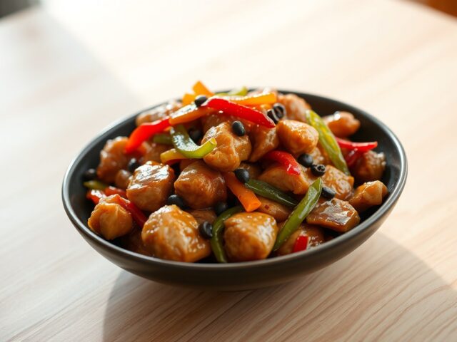 paprikakip met sugar snaps