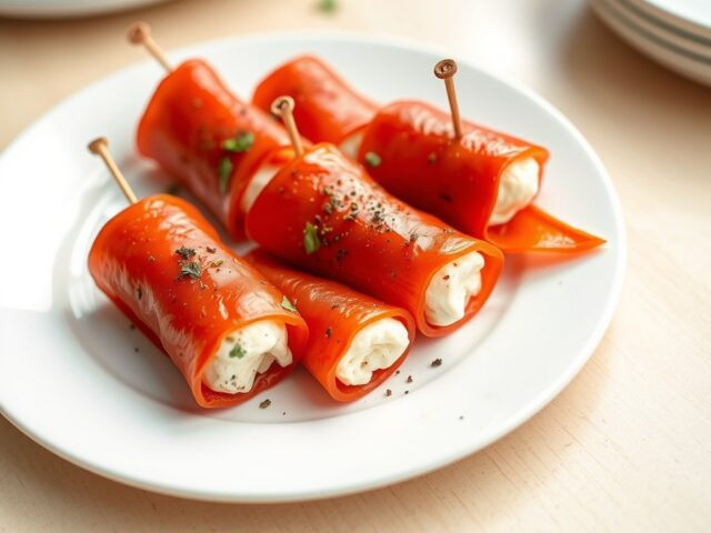 Paprikarolletjes met geitenkaas