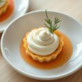 Paprikataartje met een mousse van bloemkool