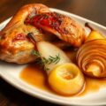 Parelhoenbout met peertje en pommes duchesses