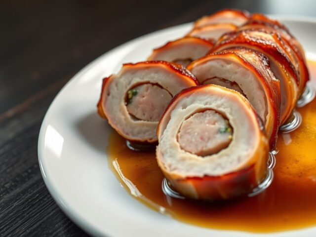 Parelhoenfilet gevuld met heilbot ( zie opm )