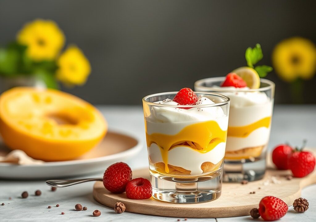 Parfait van pastis met zoethoutsaus, AI-gegenereerde illustratie