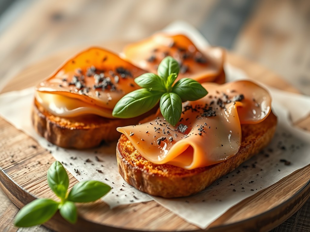 Parmaham hapjes, AI-gegenereerde illustratie