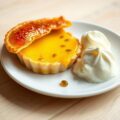 Passievruchttaart à la crème brûlée met vanille ijs