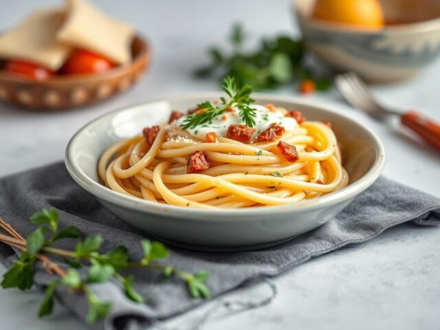 Pasta a la carbonara (zonder ei)