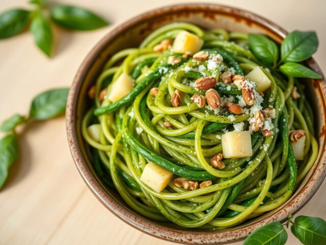 Pasta con pesto e patate