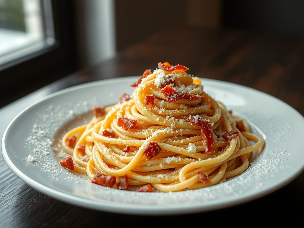 Pasta Gricia, AI-gegenereerde illustratie