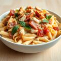 Pasta in kaassaus met mediterrane kip