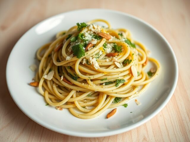 Pasta met Amandelen of Amandelpesto