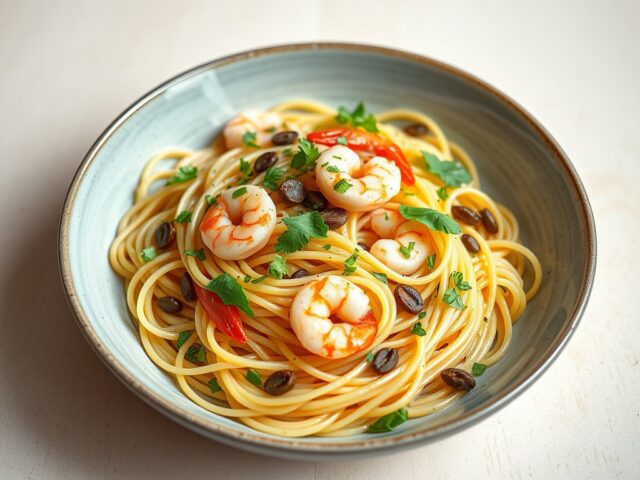 Pasta met Ansjovis-Garnalen-Groene Kruiden