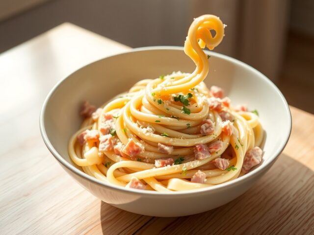 Pasta met bloemkoolsaus en ham