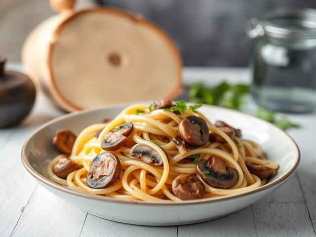 Pasta met champignons — AI-gegenereerde illustratie