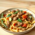 Pasta met courgette en worstevlees