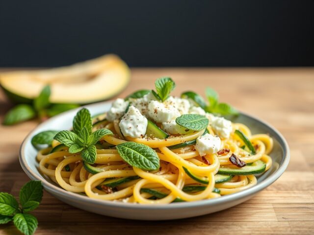 Pasta met courgette, ricotta en munt