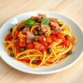 Pasta met Gebakken Kappertjes en Ham-Tomaat