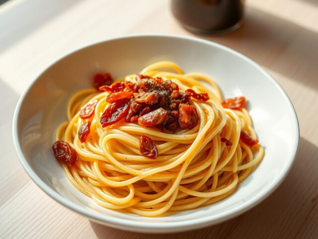 Pasta met gedroogde tomaten