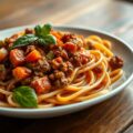 Pasta met gehakt en groenten