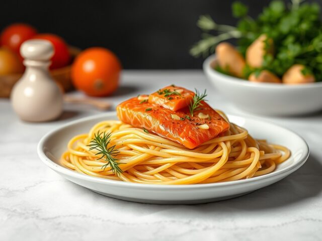 Pasta met gerookte zalm