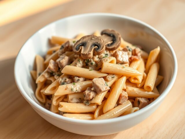 Pasta met ham en room