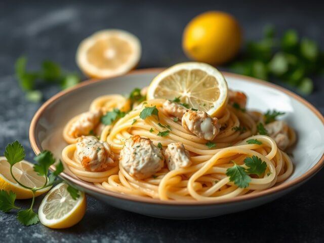 Pasta met kip en citroen