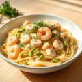 Pasta met kip en garnalen