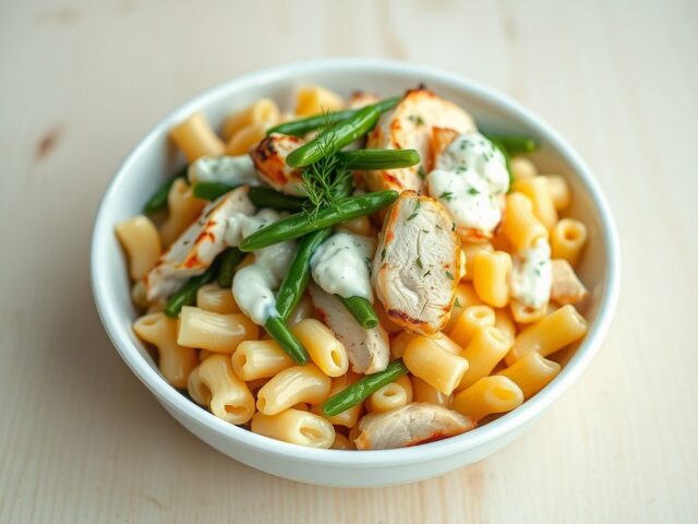 Pasta met kip en sperzieboontjes